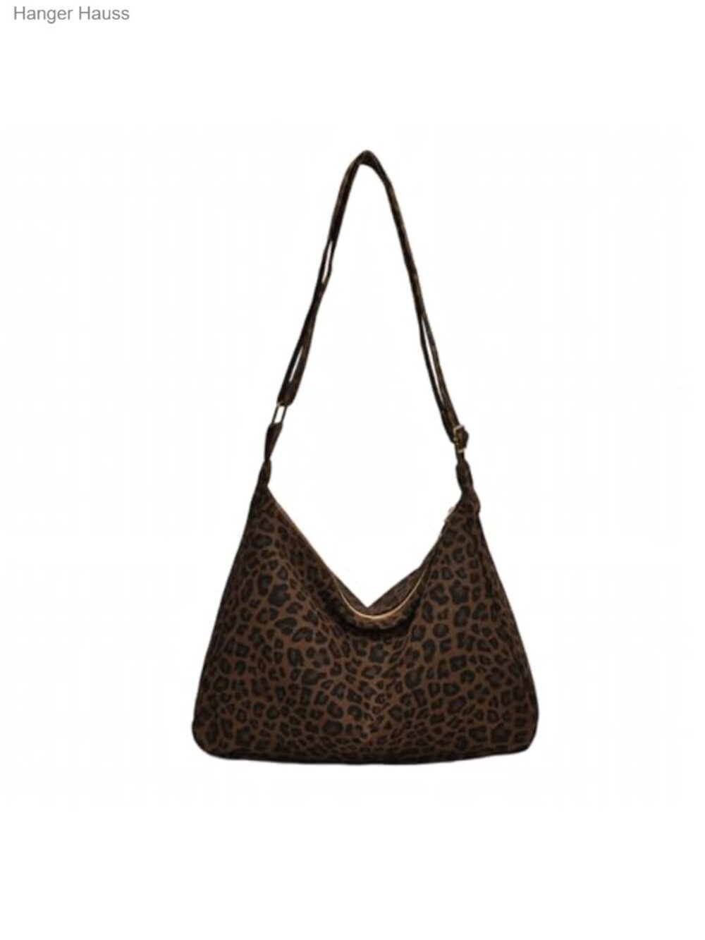 Canvas Leopard Print Hobo Shoulder Bag Tote with Adjustable Zipper